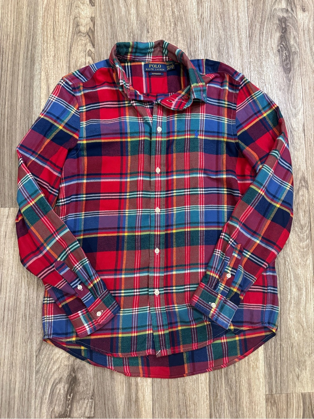 Polo Ralph Lauren Boys XL 18-20 Plaid Flannel Shirt Red Green Performance NWOT